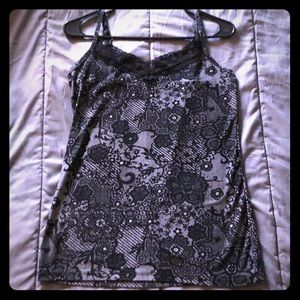 Black and white lace trim cami